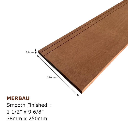 Solid Merbau wood - 38mm x 250mm (1.5" x 10")