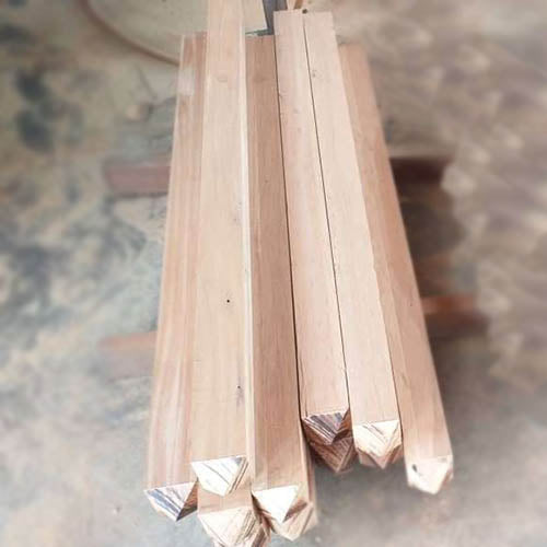 A stack of yellow balau solid hardwood with wooden post profile cutting and smooth sanding finished.